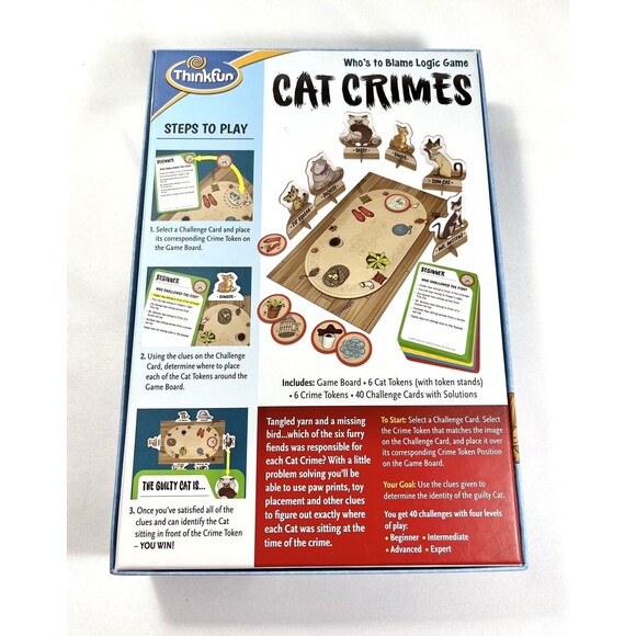 Cat Crimes "Who's to Blame Logic Game" by Think Fun Board Game Complete - Picture 2 of 12